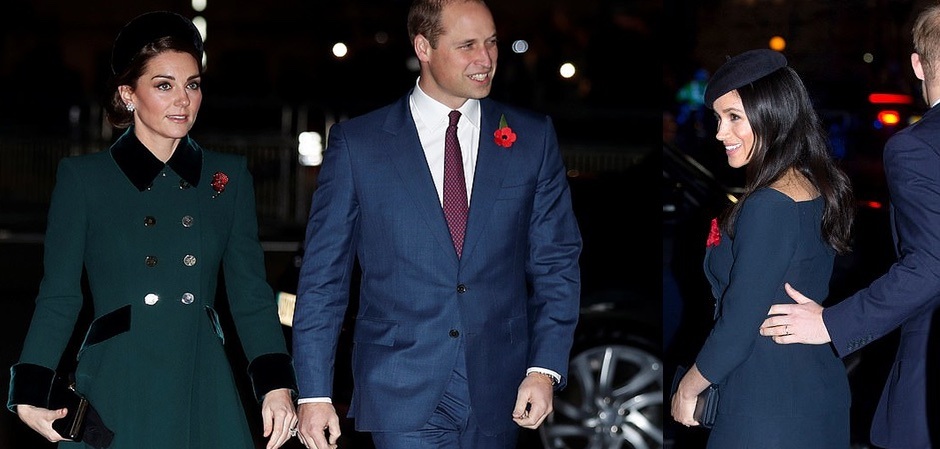 Кейт и принц Уильям прибывают на церемонию вместе с Меган и и принцем Гарри