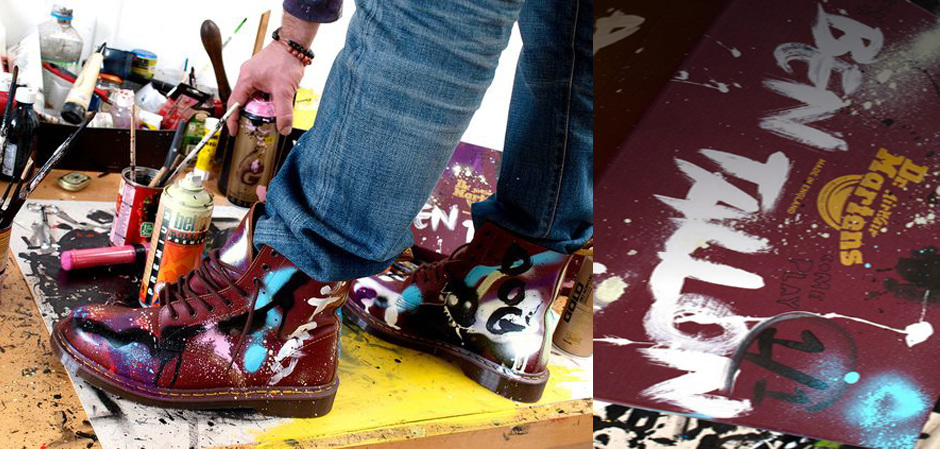Лондонский художник Бен Тэллон расписывает ботинки в стиле стрит-арт